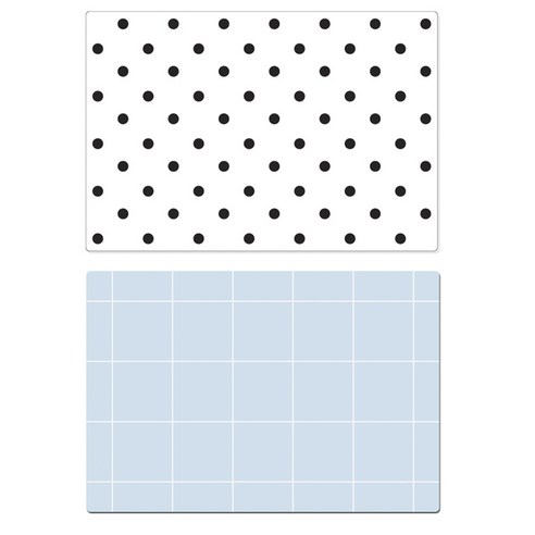 서머스트 실리콘 테이블매트 도트 + 심플체크, 화이트, 스카이블루, 425 x 295 mm