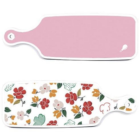 로엠디자인 서빙 도마 보드 2p floral 목련 패턴보드 세트, floral 목련 패턴보드, 분홍보드, 1세트