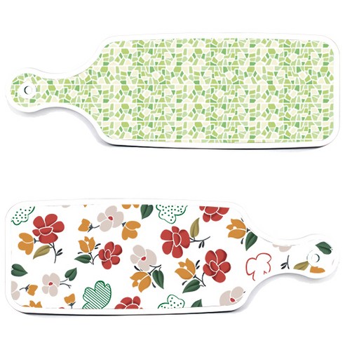 로엠디자인 서빙 도마 보드 2p floral 목련 패턴보드 세트, floral 목련 패턴보드, 그린타일보드, 1세트