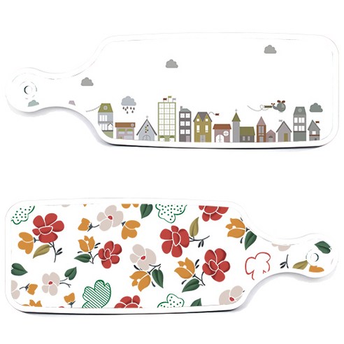 로엠디자인 서빙 도마 보드 2p floral 목련 패턴보드 세트, floral 목련 패턴보드, 도시클립아트보드, 1세트