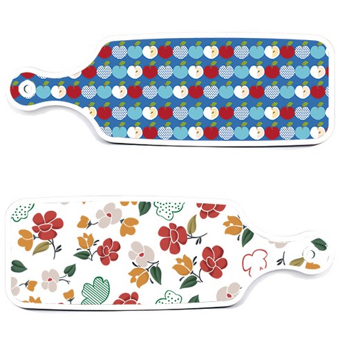 로엠디자인 서빙 도마 보드 2p floral 목련 패턴보드 세트, floral 목련 패턴보드, 애플벽색보드, 1세트