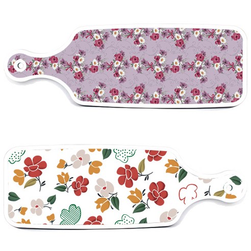로엠디자인 서빙 도마 보드 2p floral 목련 패턴보드 세트, floral 목련 패턴보드, 벽람색플라워보드, 1세트