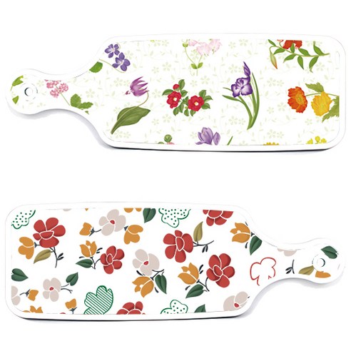 로엠디자인 서빙 도마 보드 2p floral 목련 패턴보드 세트, floral 목련 패턴보드, 플라워동백보드, 1세트