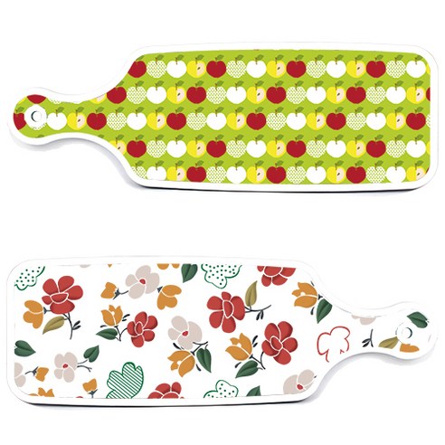 로엠디자인 서빙 도마 보드 2p floral 목련 패턴보드 세트, floral 목련 패턴보드, 애플연두보드, 1세트