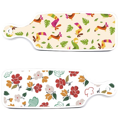 로엠디자인 서빙 도마 보드 2p floral 목련 패턴보드 세트, floral 목련 패턴보드, 구관조담황색보드, 1세트