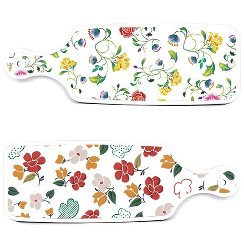 로엠디자인 서빙 도마 보드 2p floral 목련 패턴보드 세트, floral 목련 패턴보드, 로망슬림장미보드, 1세트