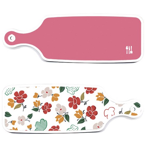 로엠디자인 서빙 도마 보드 2p floral 목련 패턴보드 세트, floral 목련 패턴보드, 핑크보드, 1세트