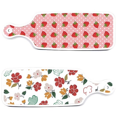 로엠디자인 서빙 도마 보드 2p floral 목련 패턴보드 세트, floral 목련 패턴보드, 핑크딸기보드, 1세트