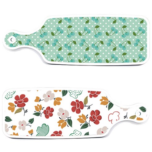 로엠디자인 서빙 도마 보드 2p floral 목련 패턴보드 세트, floral 목련 패턴보드, 옥색체리보드, 1세트