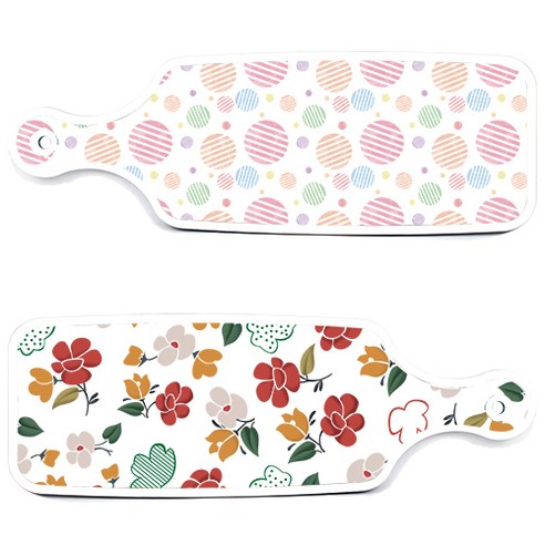 로엠디자인 서빙 도마 보드 2p floral 목련 패턴보드 세트, floral 목련 패턴보드, 라인원형보드, 1세트