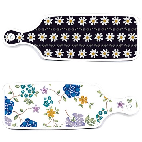 로엠디자인 서빙 도마 보드 2p 로맨틱 블루 floral 화이트 세트, 로맨틱 블루 floral 화이트, 클래식 플라워, 1세트