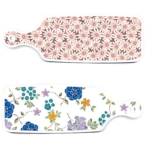 로엠디자인 서빙 도마 보드 2p 로맨틱 블루 floral 화이트 세트, 로맨틱 블루 floral 화이트, 자색 플라워 패턴, 1세트