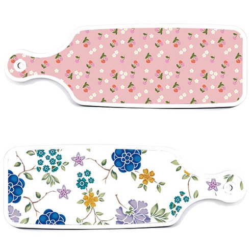 로엠디자인 서빙 도마 보드 2p 로맨틱 블루 floral 화이트 세트, 로맨틱 블루 floral 화이트, 주홍색 체리, 1세트