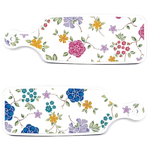 로엠디자인 서빙 도마 보드 2p 로맨틱 블루 floral 화이트 세트, 로맨틱 블루 floral 화이트, 로맨틱 레드 floral 화이트, 1세트