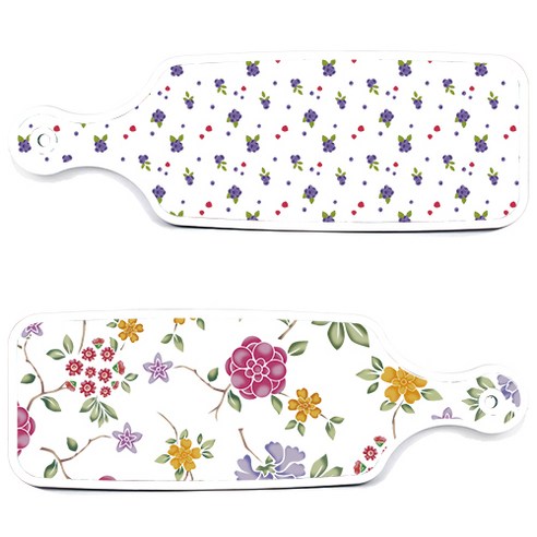 로엠디자인 서빙 도마 보드 2p 로맨틱레드 floral 화이트 세트, 로맨틱레드floral화이트, 블루베리, 1세트