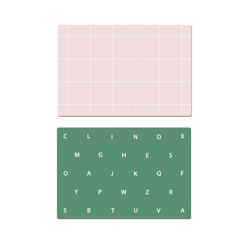 서머스트 실리콘 테이블 매트 SIMPLE CHECK + ABC, 인디언핑크, 카키그린, 425 x 295 mm