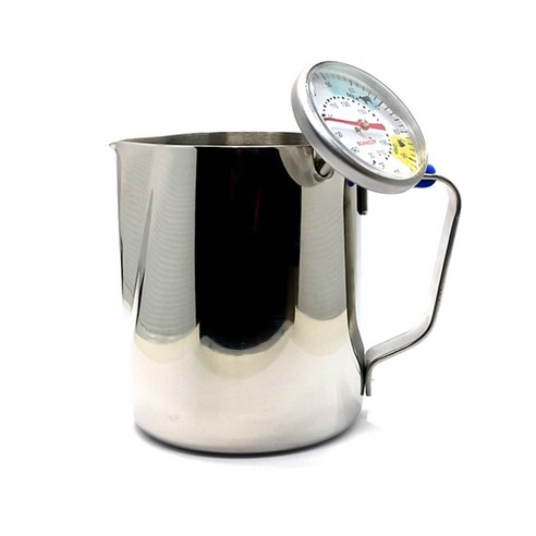 제니스코 뉴라떼아트 밀크저그 온도계형 600ml 뾰족한타입, 혼합 색상, 1개