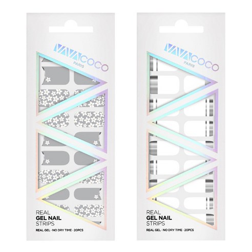 바바코코 젤네일 스트립 스티커 세트 믹스매치 플라워가든 + 믹스매치 미러, 3.모던그레이, 2.화이트, 1세트
