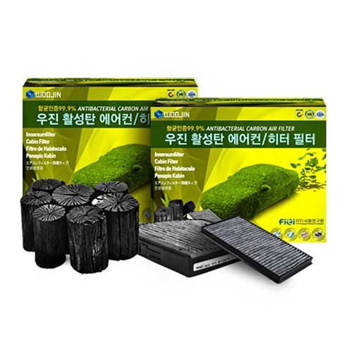 우진필터 차량용 우진 활성탄 에어컨 히터 필터 BB, d07-1, 2개입