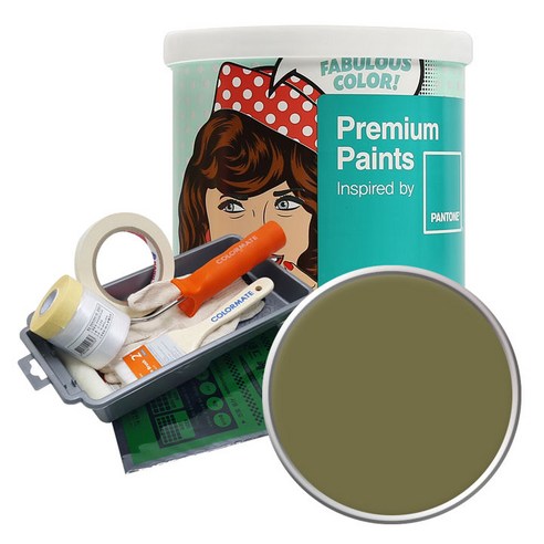 노루페인트 팬톤 내부용 실내벽면 저광페인트 1L 세트, 18-0622 Olive Drab, 1000ml, 1개