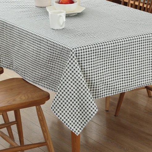 이코디 포인트 패턴 미니멀리즘 테이블 보, 블랙 체크, 130 x 180 cm