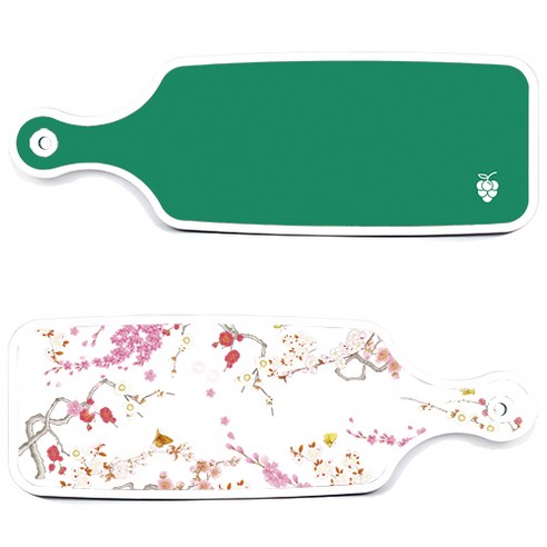 로엠디자인 서빙 도마 보드 2p 로맨틱연지색floral 세트, 로맨틱연지색floral, 그린, 1세트