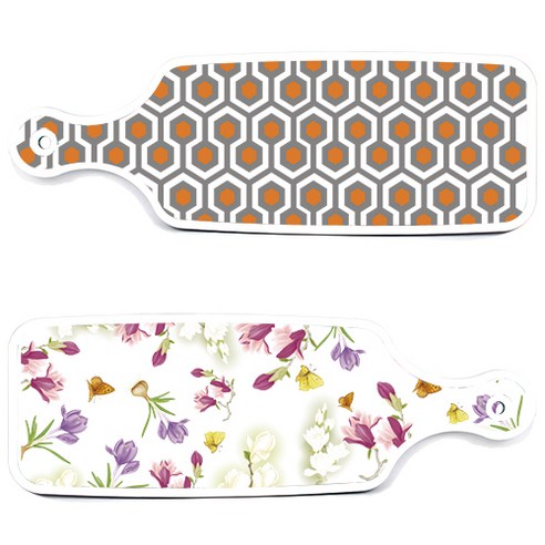 로엠디자인 서빙 도마 보드 2p 로맨틱청자색floral 세트, 로맨틱청자색floral, 샤이닝패턴, 1세트
