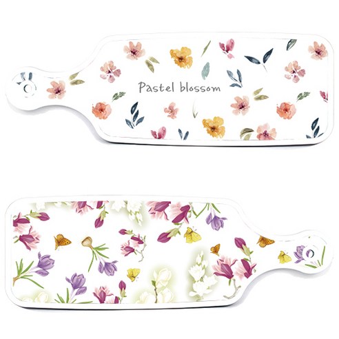 로엠디자인 서빙 도마 보드 2p 로맨틱청자색floral 세트, 로맨틱청자색floral, 파스텔플라워패턴, 1세트