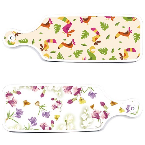 로엠디자인 서빙 도마 보드 2p 로맨틱청자색floral 세트, 로맨틱청자색floral, 구관조담황색, 1세트