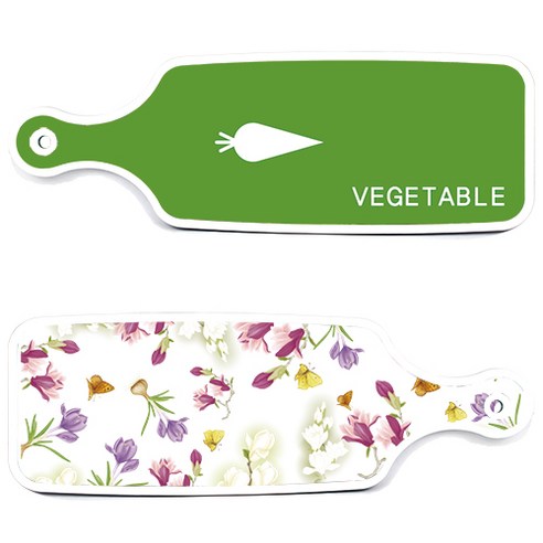로엠디자인 서빙 도마 보드 2p 로맨틱청자색floral 세트, 로맨틱청자색floral, 채소그린, 1세트