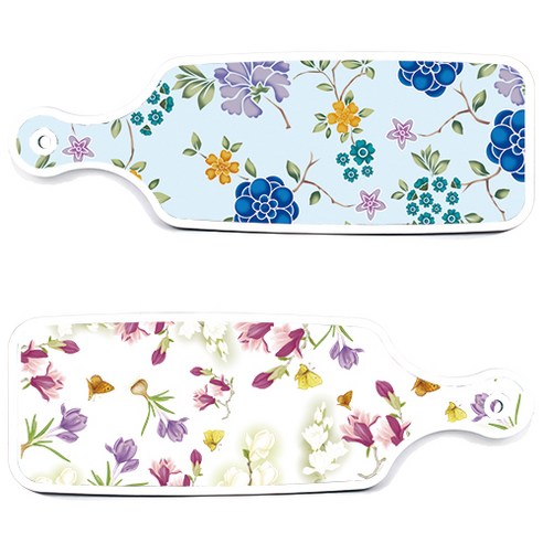 로엠디자인 서빙 도마 보드 2p 로맨틱청자색floral 세트, 로맨틱청자색floral, 로맨틱블루floral비색, 1세트