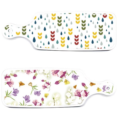 로엠디자인 서빙 도마 보드 2p 로맨틱청자색floral 세트, 로맨틱청자색floral, 빗물과새싹패턴, 1세트