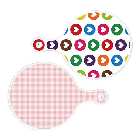 로엠디자인 서빙 원형 도마 보드 2p 러브패턴 세트, 러브패턴, 훈색체크, 1세트