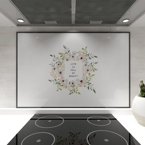 웰룸 주방아트보드 L 855 x 600 mm 그레이스, 오프화이트(서클), 1개