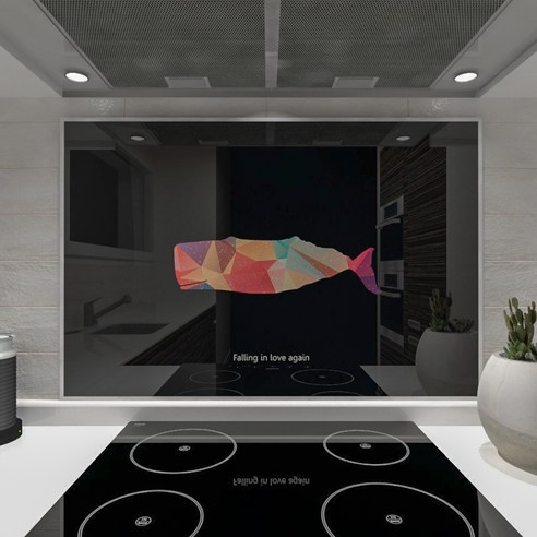웰룸 주방아트보드 L 855 x 600 mm 폴링인러브, 블라썸블랙, 1개