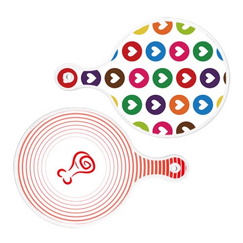 로엠디자인 서빙 원형 도마 보드 2p 러브패턴 세트, 러브패턴, 고기라인레드, 1세트