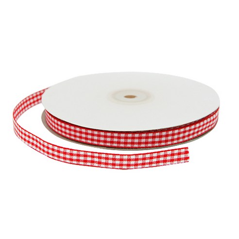 도나앤데코 체크 리본 1cm x 45m, 레드, 1개