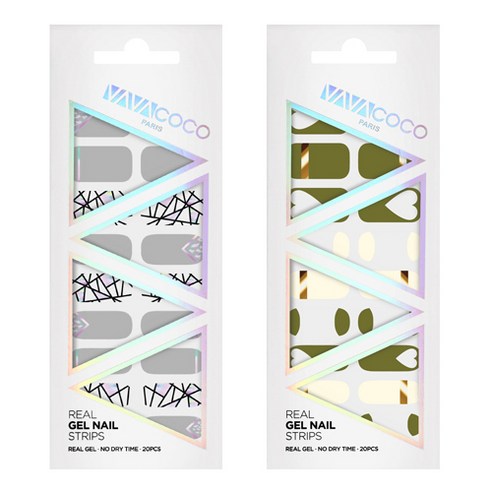 바바코코 젤네일 스트립 스티커 믹스매치 브로큰글라스 2p 세트, 믹스매치 브로큰글라스 그레이, 하트루놀라 카키, 1세트