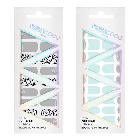 바바코코 젤네일 스트립 스티커 믹스매치 브로큰글라스 2p 세트, 믹스매치 브로큰글라스 그레이, 루놀라글리터 스카이, 1세트