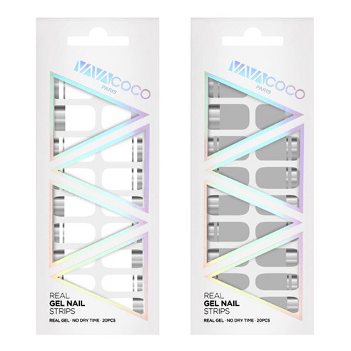 바바코코 젤 네일 스트립 스티커 믹스 매치 미러 2p 세트, 2 화이트, 4 그레이, 1세트