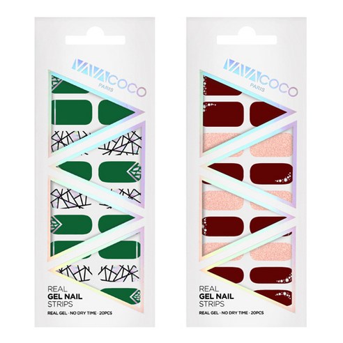 바바코코 젤네일 스트립 스티커 믹스매치 브로큰글라스 2p 세트, 믹스매치 브로큰글라스 그린, 커브크리스탈 버건디, 1세트