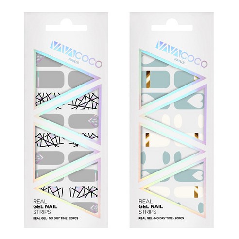 바바코코 젤네일 스트립 스티커 믹스매치 브로큰글라스 2p 세트, 믹스매치 브로큰글라스 그레이, 하트루놀라 스카이, 1세트