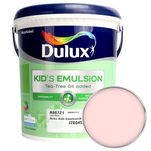 듀럭스 키즈에멀전 페인트 무광 3L, Dollhouse Pink, 1개