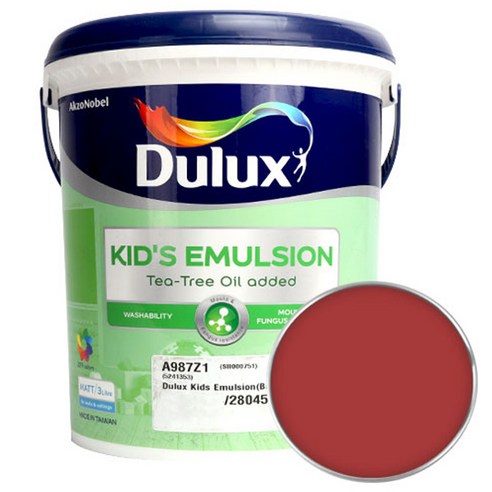 듀럭스 키즈에멀전 페인트 무광 3L, Raucous Ruby, 1개