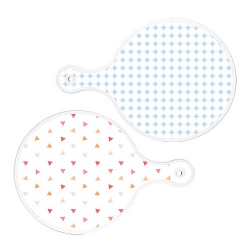 로엠디자인 서빙 원형 도마 보드 2p 원형패턴파스텔블루 세트, 원형패턴파스텔블루, 행황색삼각패턴, 1세트