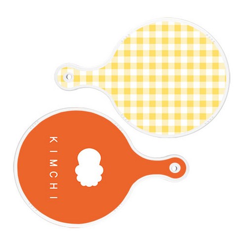 로엠디자인 서빙 도마 보드 2p 체크파스텔옐로우원형 세트, 체크파스텔옐로우원형, 김치주황원형, 1세트