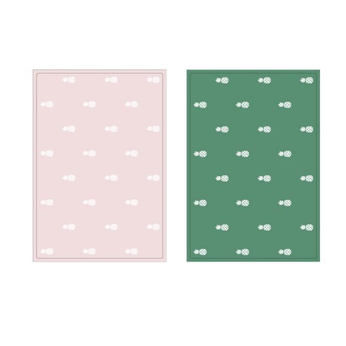 프루티 브런치 실리콘매트 PINEAPPLE 2p, 인디 핑크, 카키 그린, 425 x 295 mm