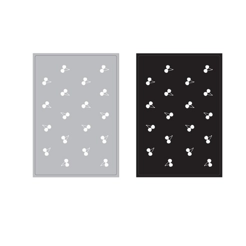 프루티 브런치 실리콘매트 CHERRY 2p, 그레이, 블랙, 425 x 295 mm