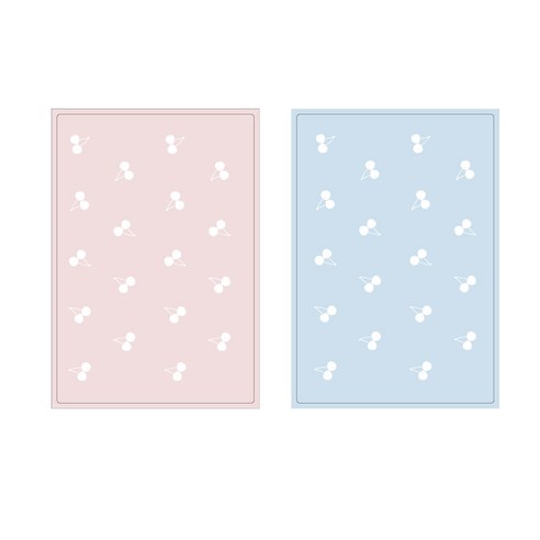 프루티 브런치 실리콘매트 CHERRY 2p, 인디 핑크, 스카이 블루, 425 x 295 mm