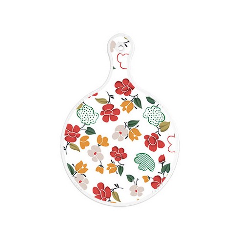 로엠디자인 서빙 도마 보드 원형, floral 목련 패턴, 1개